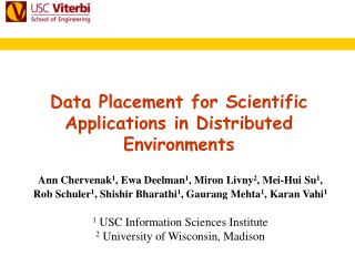 Data Placement for Scientific Applications in Distributed Environments
