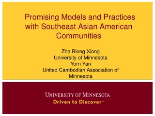 Promising Models and Practices with Southeast Asian American Communities