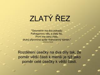 ZLATÝ ŘEZ