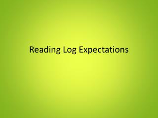 Reading Log Expectations