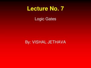 Lecture No. 7