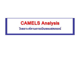 CAMELS Analysis วิเคราะห์ทางการเงินของสหกรณ์