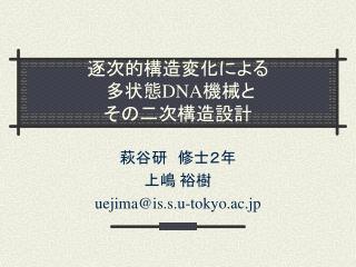 逐次的構造変化による 多状態 DNA 機械と その二次構造設計