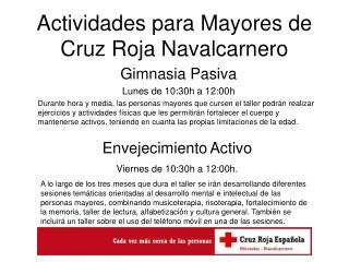 Actividades para Mayores de Cruz Roja Navalcarnero