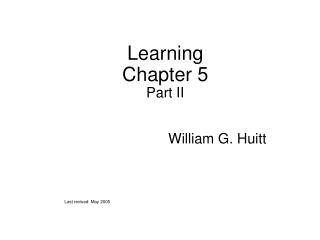 Learning Chapter 5 Part II