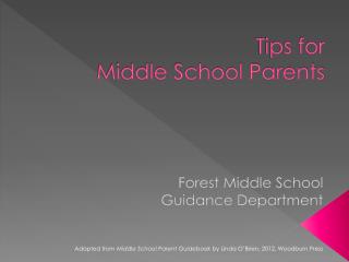 Tips for Middle School Parents