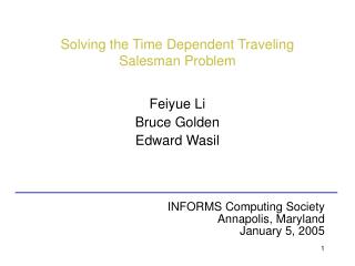 Solving the Time Dependent Traveling Salesman Problem