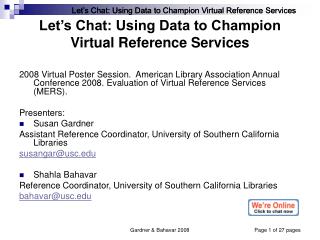 Let’s Chat: Using Data to Champion Virtual Reference Services