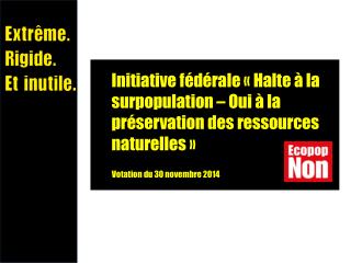 Initiative fédérale « Halte à la surpopulation – Oui à la préservation des ressources naturelles »