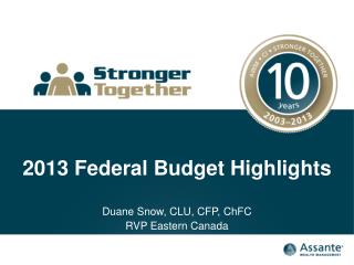 2013 Federal Budget Highlights