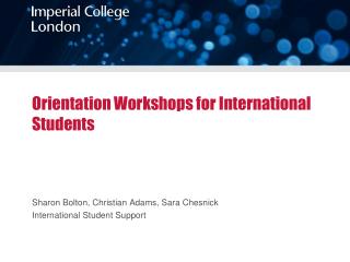 Orientation Workshops for International Students