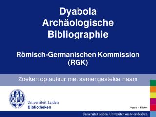 Dyabola Archäologische Bibliographie Römisch-Germanischen Kommission (RGK)