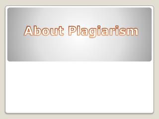 About Plagiarism