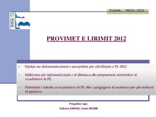 PROVIMET E LIRIMIT 2012