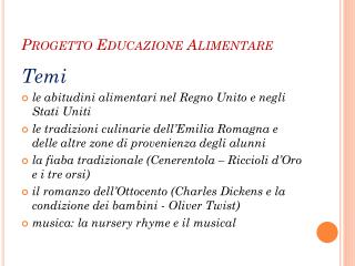 Progetto Educazione Alimentare