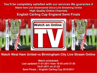 West Ham United vs Birmingham City Live stream Semi Finals