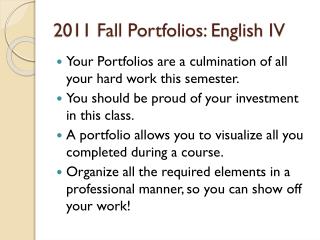 2011 Fall Portfolios: English IV
