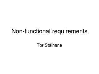 Non-functional requirements