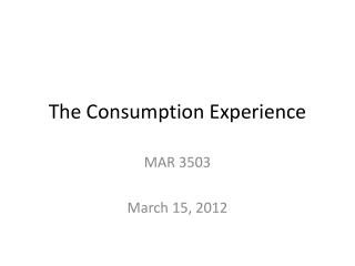 The Consumption Experience