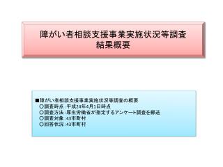 障がい者相談支援事業実施状況等調査 結果概要