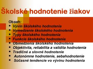 Školské hodnotenie žiakov