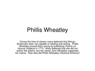 Phillis Wheatley