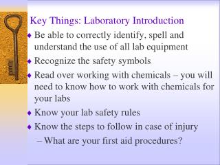 Key Things: Laboratory Introduction