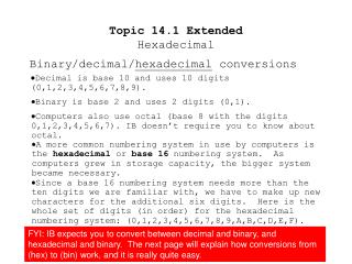 Topic 14.1 Extended Hexadecimal