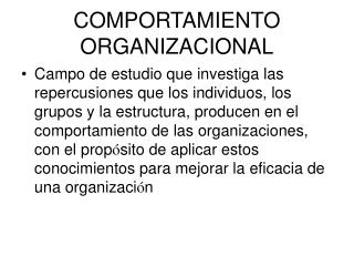 COMPORTAMIENTO ORGANIZACIONAL