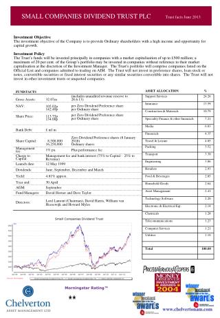SMALL COMPANIES DIVIDEND TRUST PLC 	Trust facts as at 30.6.05