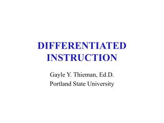 DIFFERENTIATED INSTRUCTION