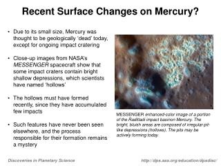 Recent Surface Changes on Mercury?