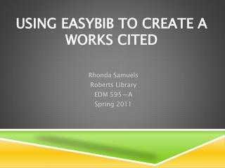 Using EasyBib to create a works Cited