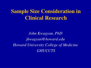 Sample Size Consideration in Clinical Research