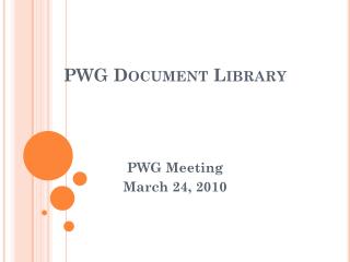 PWG Document Library