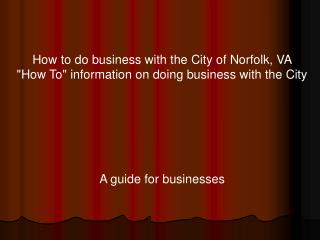How to do business with the City of Norfolk, VA