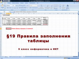 §19 Правила заполнения таблицы 9 класс информатика и ИКТ