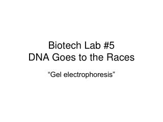 Biotech Lab #5 DNA Goes to the Races