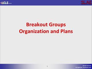 Breakout Groups Organization and Plans