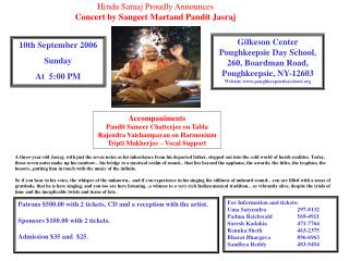 Hindu Samaj Proudly Announces Concert by Sangeet Martand Pandit Jasraj