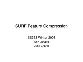 SURF Feature Compression