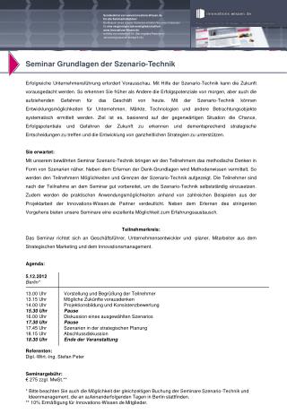 Seminar Grundlagen der Szenario-Technik