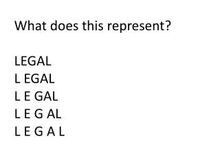 What does this represent?  LEGAL  L EGAL  L E GAL  L E G AL  L E G A L