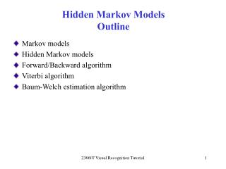 Hidden Markov Models Outline