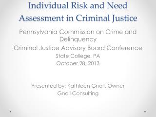 Individual Risk and Need Assessment in Criminal Justice