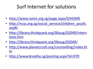Surf Internet for solutions