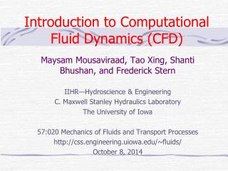 Introduction to Computational Fluid Dynamics (CFD)