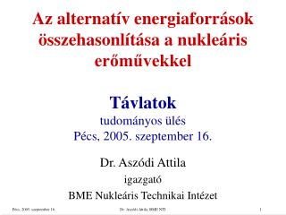 Dr. Aszódi Attila igazgató BME Nukleáris Technikai Intézet