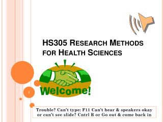 HS305 Research Methods for Health Sciences