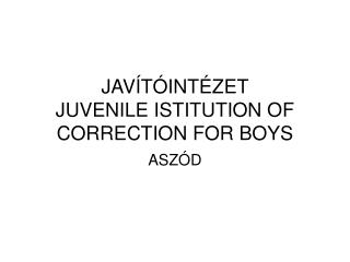 JAVÍTÓINTÉZET JUVENILE ISTITUTION OF CORRECTION FOR BOYS